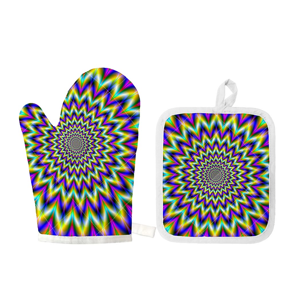 Twinkle Psychedelic Optical Illusion Oven Mitt And Pot Holder Set