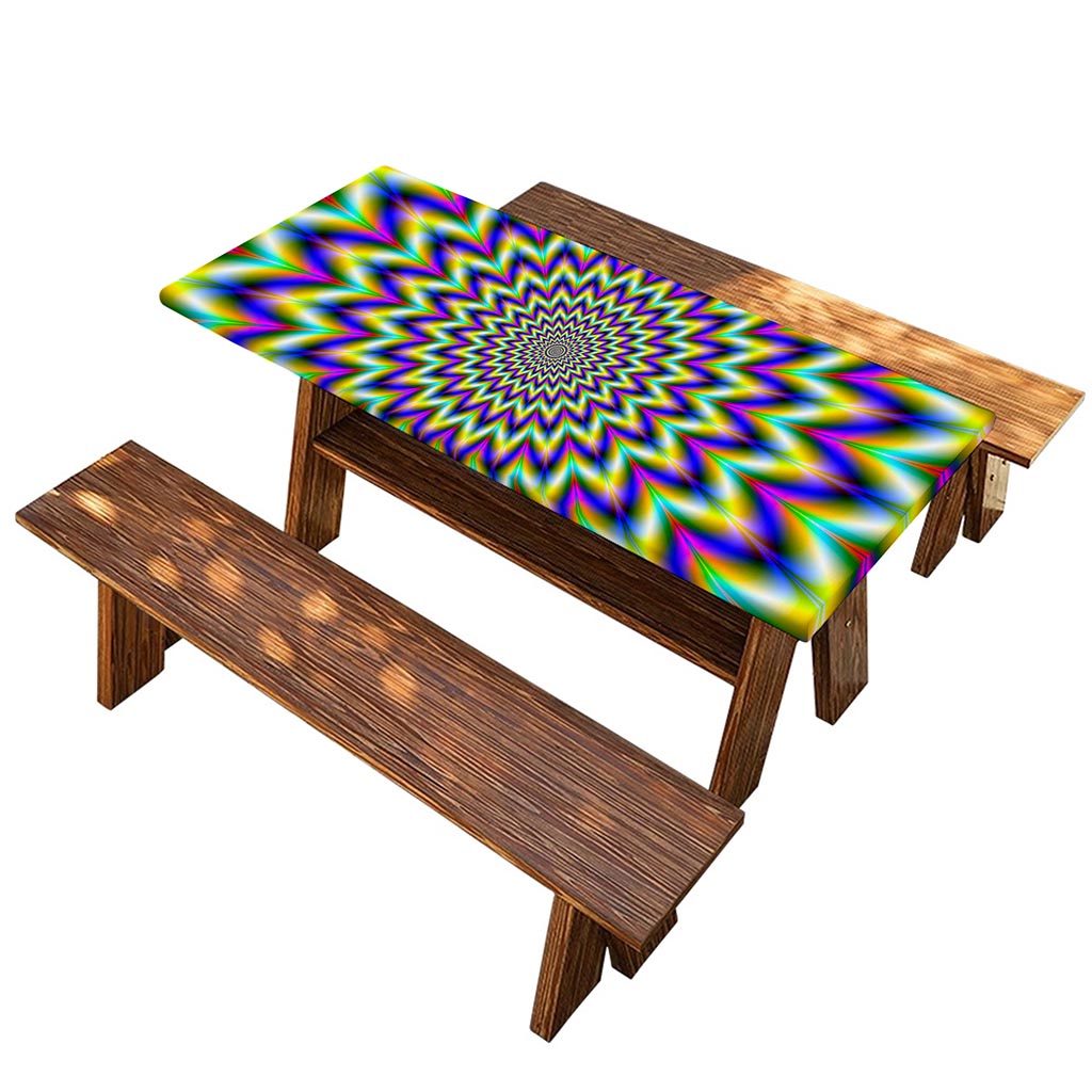 Twinkle Psychedelic Optical Illusion Picnic Table Cover