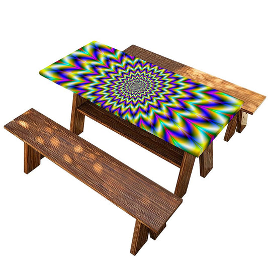 Twinkle Psychedelic Optical Illusion Picnic Table Cover