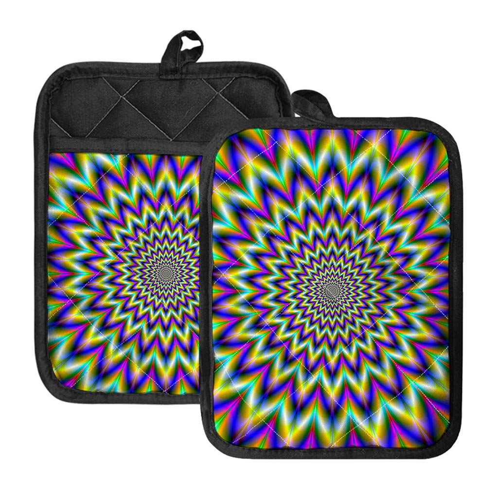 Twinkle Psychedelic Optical Illusion Pot Holders With Pocket