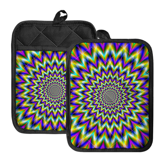 Twinkle Psychedelic Optical Illusion Pot Holders With Pocket