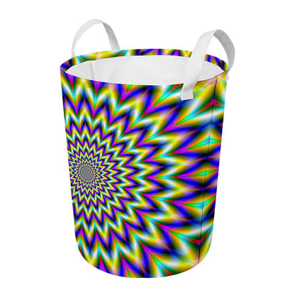 Twinkle Psychedelic Optical Illusion Round Laundry Basket