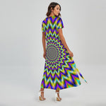 Twinkle Psychedelic Optical Illusion Short Sleeve Maxi Dress
