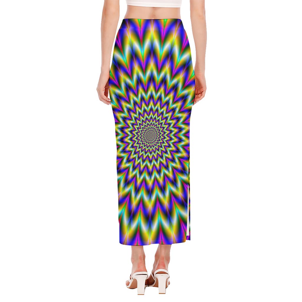 Twinkle Psychedelic Optical Illusion Side Slit Maxi Skirt