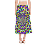 Twinkle Psychedelic Optical Illusion Side Slit Midi Skirt