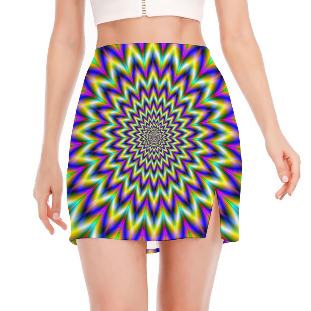 Twinkle Psychedelic Optical Illusion Side Slit Mini Skirt