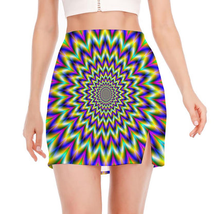 Twinkle Psychedelic Optical Illusion Side Slit Mini Skirt