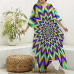 Twinkle Psychedelic Optical Illusion Silk V-Neck Kaftan Dress