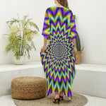 Twinkle Psychedelic Optical Illusion Silk V-Neck Kaftan Dress