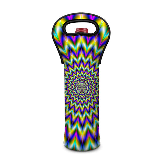 Twinkle Psychedelic Optical Illusion Single Neoprene Wine Tote