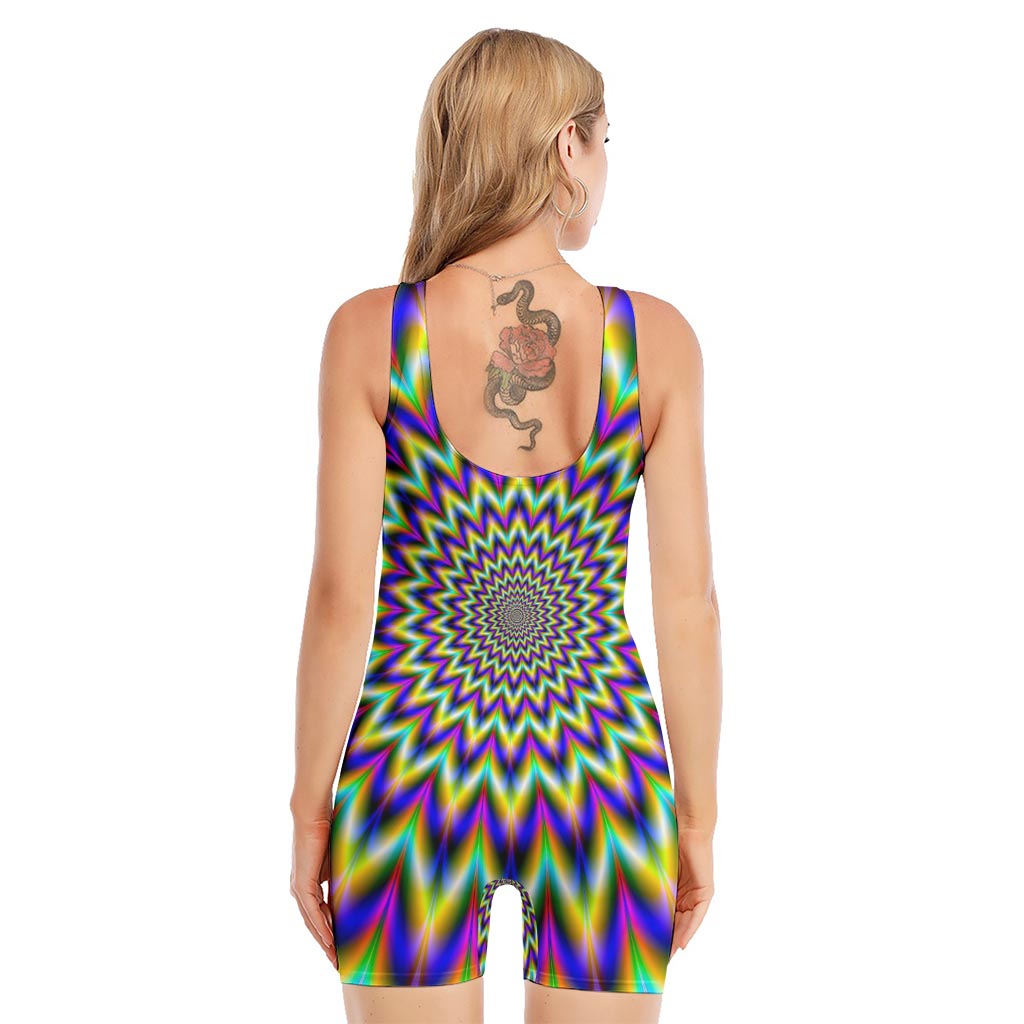 Twinkle Psychedelic Optical Illusion Sleeveless One Piece Swimsuit