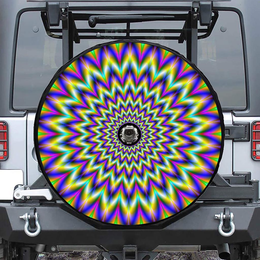 Twinkle Psychedelic Optical Illusion Tire Cover With Camera Hole