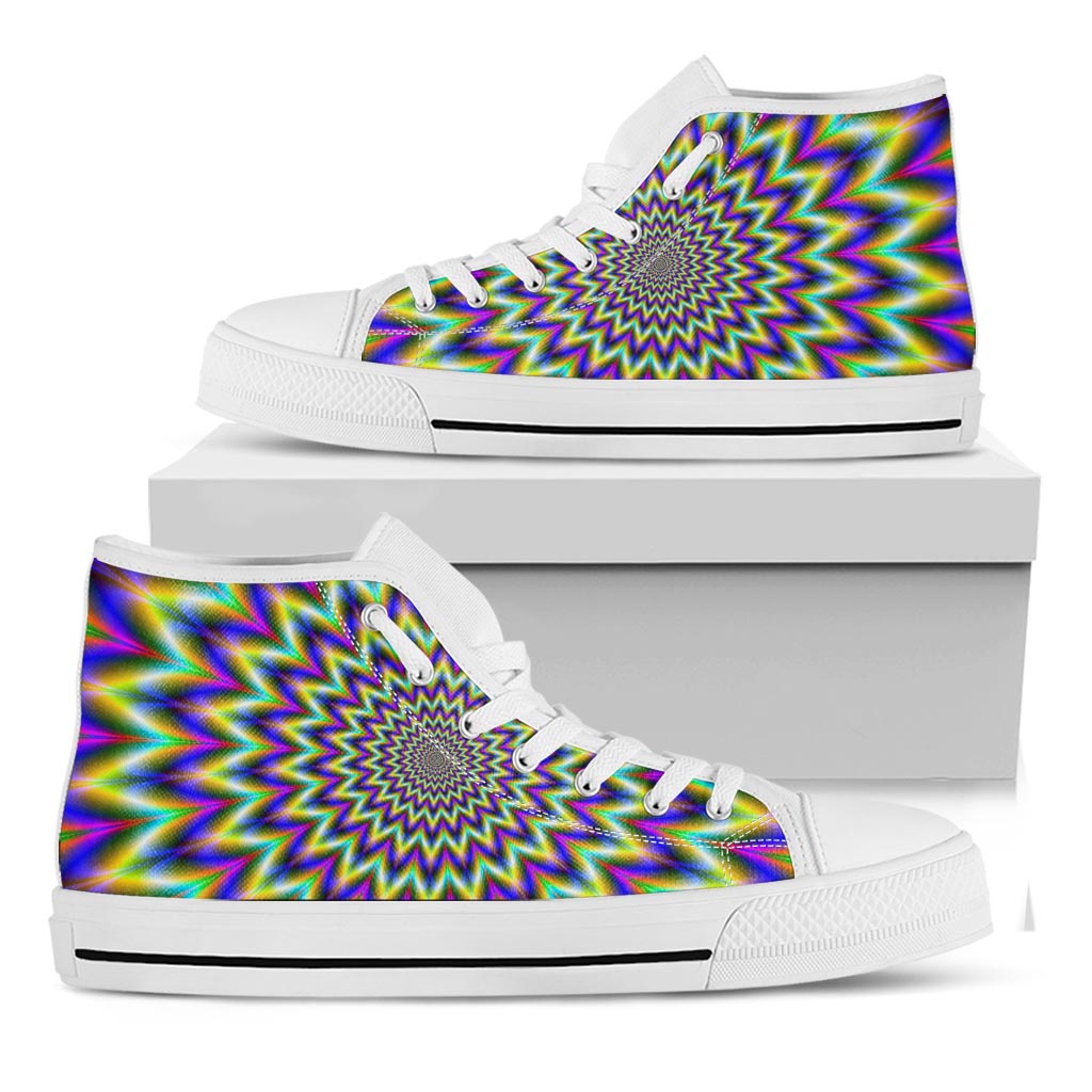 Twinkle Psychedelic Optical Illusion White High Top Sneakers