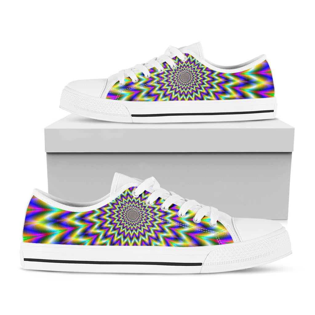 Twinkle Psychedelic Optical Illusion White Low Top Sneakers