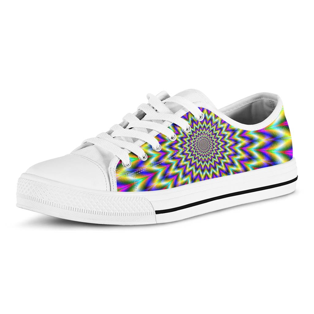 Twinkle Psychedelic Optical Illusion White Low Top Sneakers