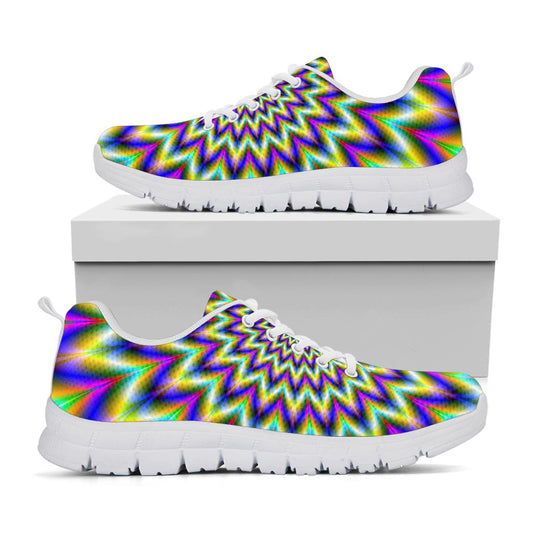 Twinkle Psychedelic Optical Illusion White Running Shoes
