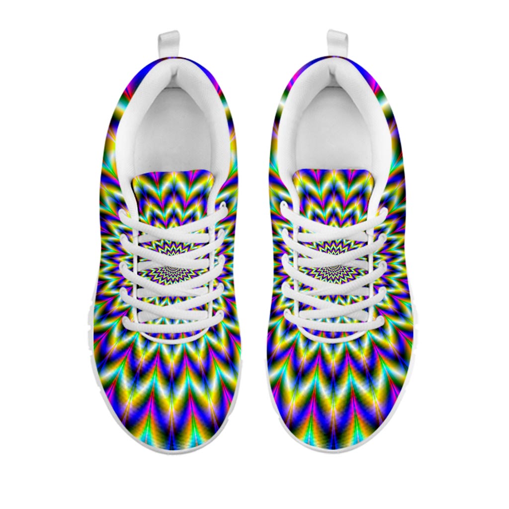 Twinkle Psychedelic Optical Illusion White Running Shoes