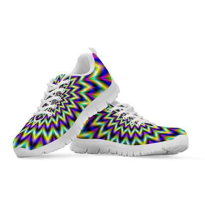 Twinkle Psychedelic Optical Illusion White Running Shoes