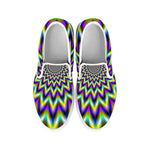 Twinkle Psychedelic Optical Illusion White Slip On Sneakers