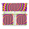 Twisted Colors Moving Optical Illusion 3 Piece Kitchen Curtains