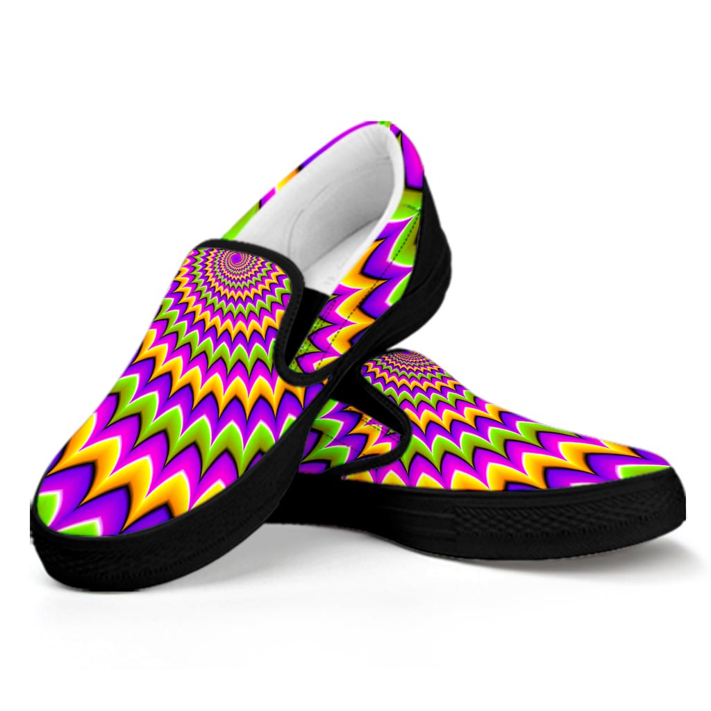 Twisted Colors Moving Optical Illusion Black Slip On Sneakers
