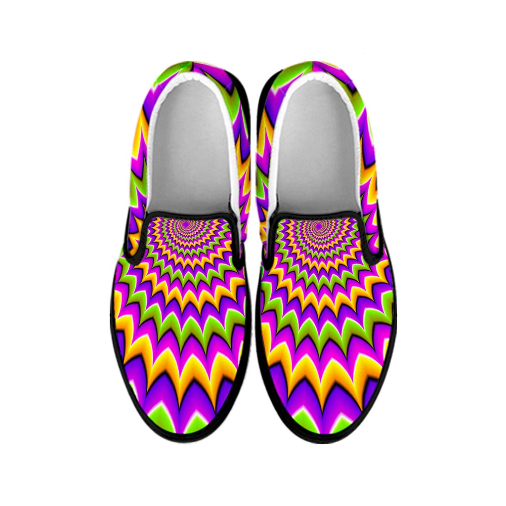 Twisted Colors Moving Optical Illusion Black Slip On Sneakers