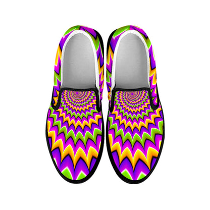 Twisted Colors Moving Optical Illusion Black Slip On Sneakers