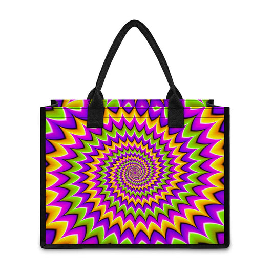 Twisted Colors Moving Optical Illusion Canvas Tote Bag