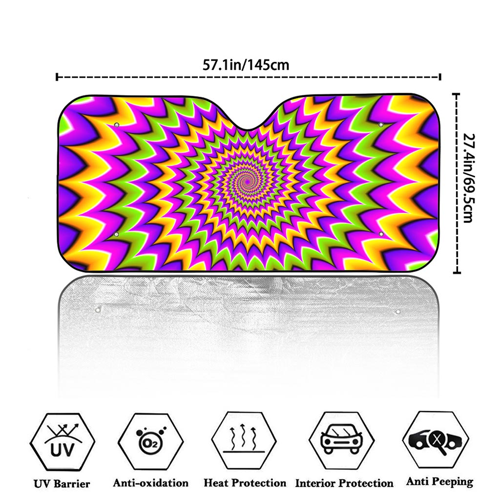 Twisted Colors Moving Optical Illusion Car Windshield Sun Shade