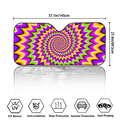 Twisted Colors Moving Optical Illusion Car Windshield Sun Shade