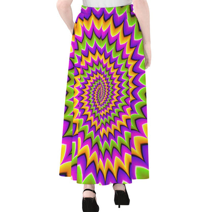 Twisted Colors Moving Optical Illusion Chiffon Maxi Skirt