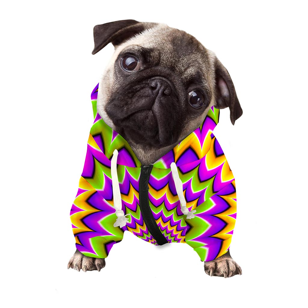 Twisted Colors Moving Optical Illusion Dog Zip Up Hoodie