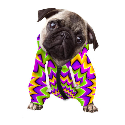 Twisted Colors Moving Optical Illusion Dog Zip Up Hoodie