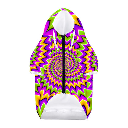 Twisted Colors Moving Optical Illusion Dog Zip Up Hoodie