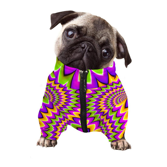 Twisted Colors Moving Optical Illusion Dog Zip Up Jacket