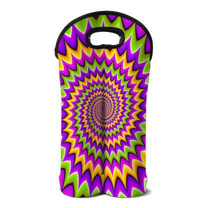 Twisted Colors Moving Optical Illusion Double Neoprene Wine Tote
