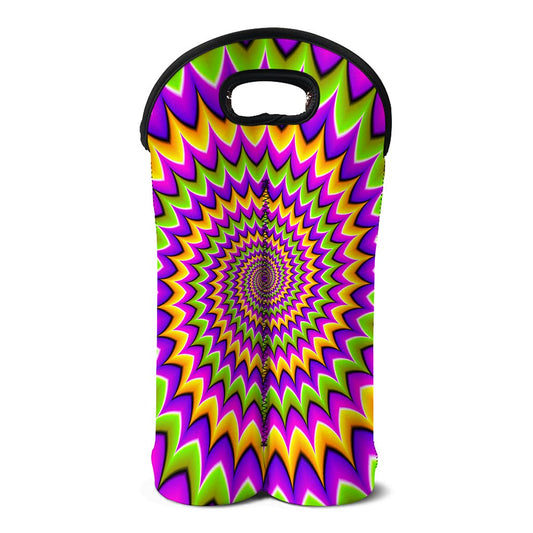 Twisted Colors Moving Optical Illusion Double Neoprene Wine Tote