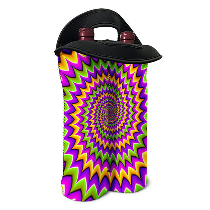 Twisted Colors Moving Optical Illusion Double Neoprene Wine Tote