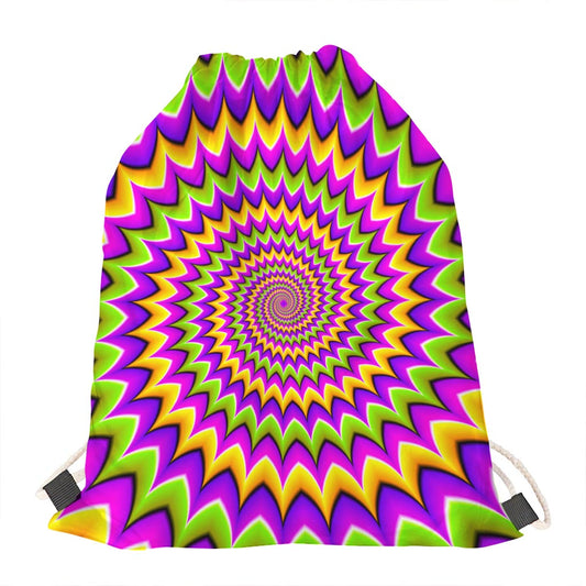 Twisted Colors Moving Optical Illusion Drawstring Bag