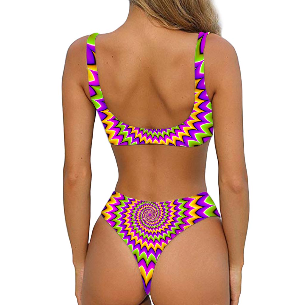 Twisted Colors Moving Optical Illusion Front Bow Tie Bikini