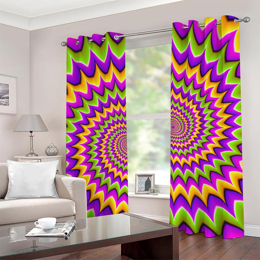 Twisted Colors Moving Optical Illusion Grommet Curtains