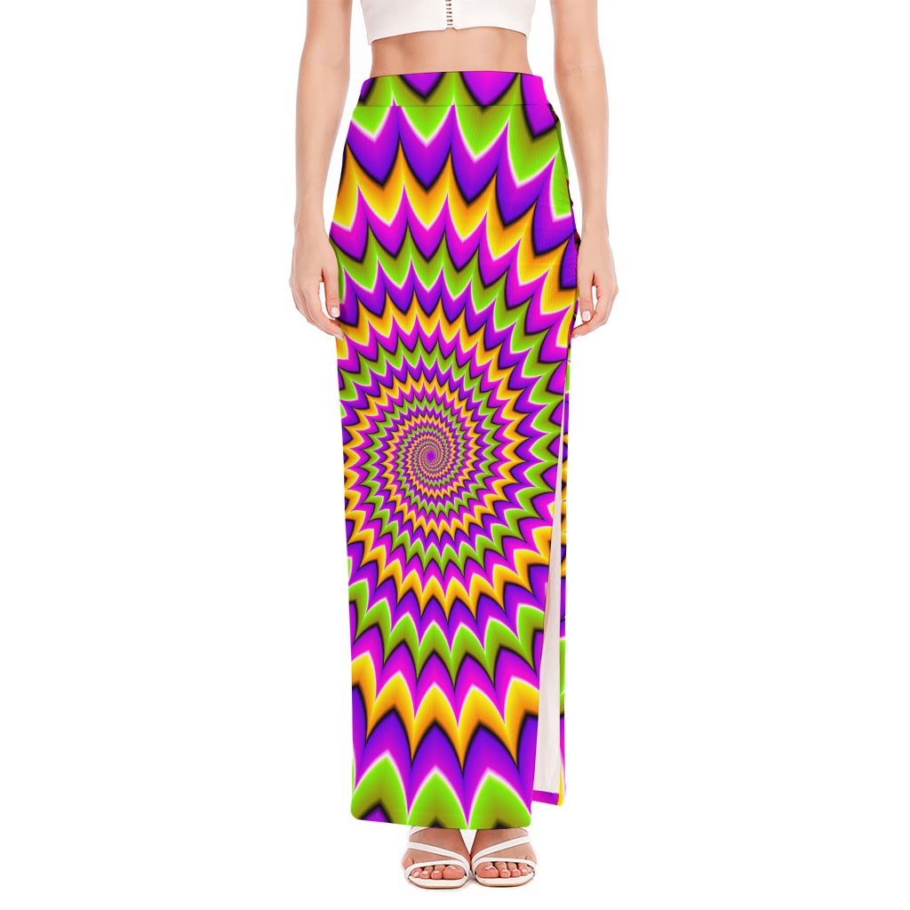 Twisted Colors Moving Optical Illusion High Slit Maxi Skirt