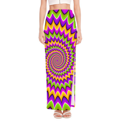 Twisted Colors Moving Optical Illusion High Slit Maxi Skirt