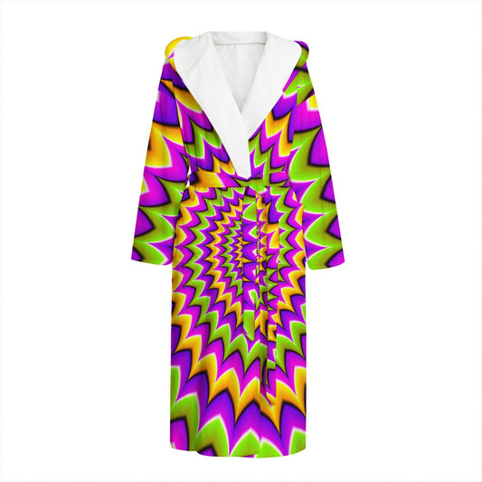 Twisted Colors Moving Optical Illusion Hooded Bathrobe