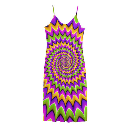 Twisted Colors Moving Optical Illusion Jersey Midi Cami Dress
