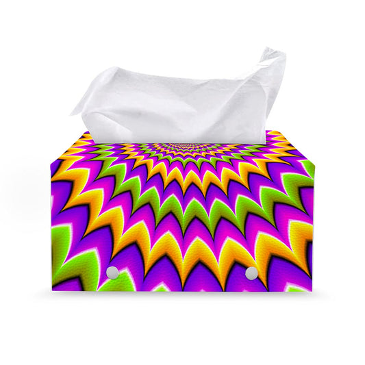 Twisted Colors Moving Optical Illusion Leather Tissue Box Cover