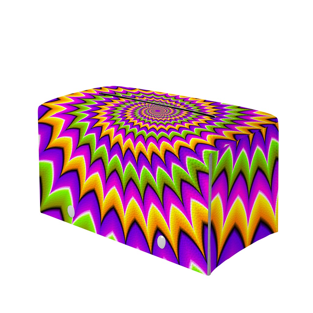 Twisted Colors Moving Optical Illusion Leather Tissue Box Cover
