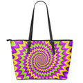 Twisted Colors Moving Optical Illusion Leather Tote Bag With Zipper