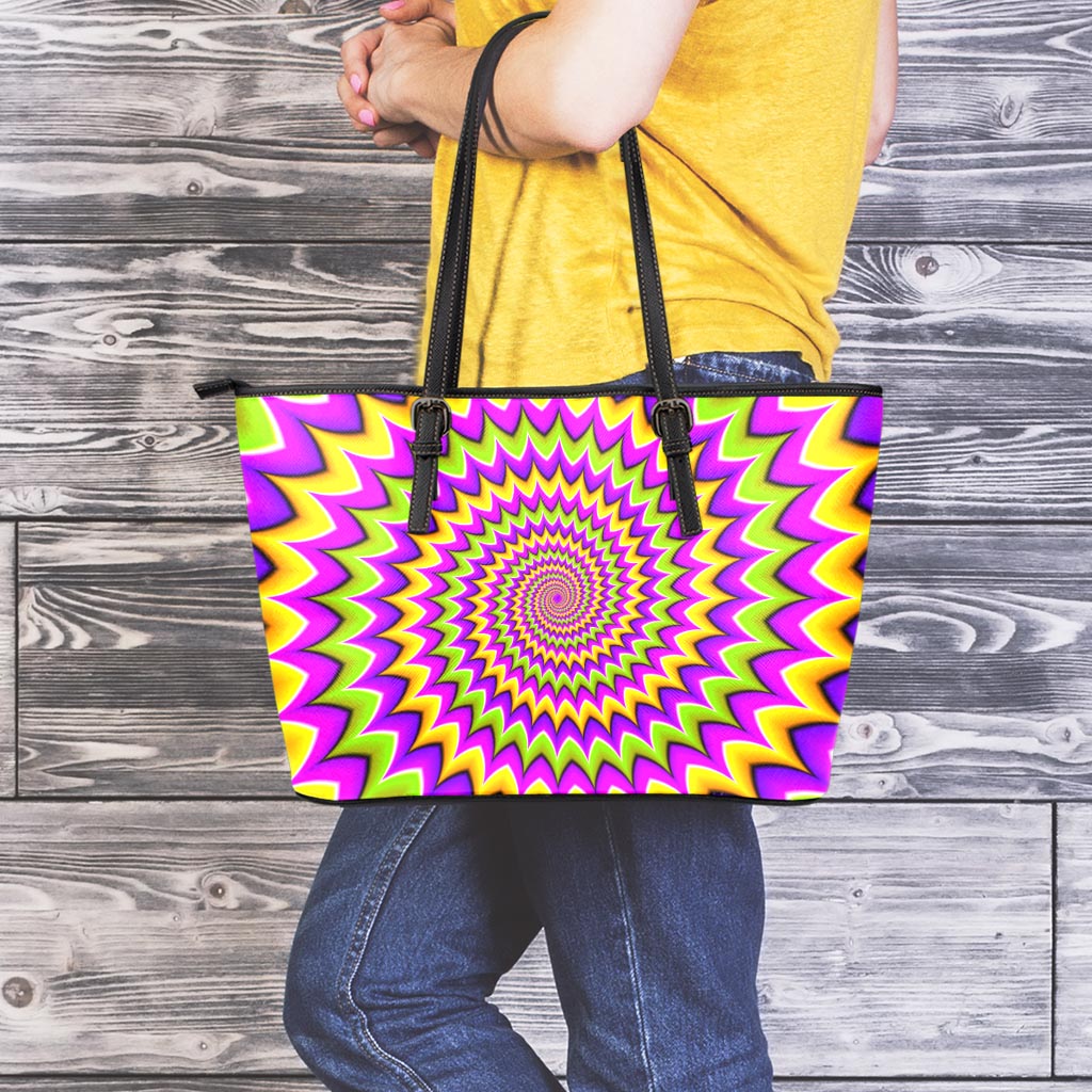 Twisted Colors Moving Optical Illusion Leather Tote Bag