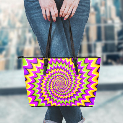 Twisted Colors Moving Optical Illusion Leather Tote Bag